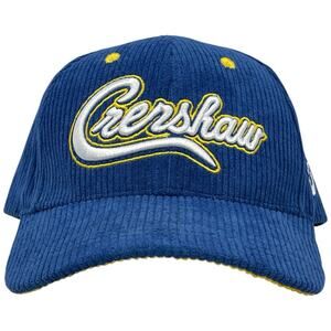 Crenshaw Corduroy Snapback Hat Blue Yellow Script Streetwear Adjustable